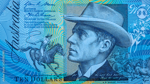 Portrait of Reverend Banjo Paterson from Australian 10 dollar background photo