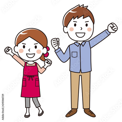 A couple doing a guts pose