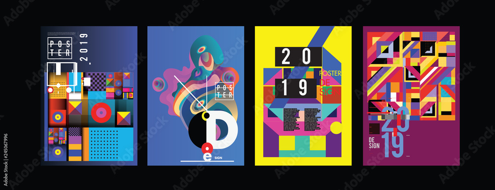 2019 New Poster and Cover Design Template for Magazine. Trendy Vector Typography and Colorful Illustration Collage for Cover and Page Layout Design Template in eps10. 2019 New Poster and Cover Design Template for Magazine. Trendy Vector Typography and Colorful Illustration Collage for Cover and Page Layout Design Template in eps10.