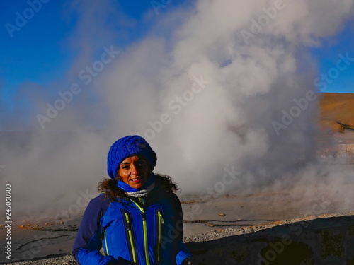 Obraz na płótnie Sunrise on th El Tatio Geysers geothermal field, Chile w salonie