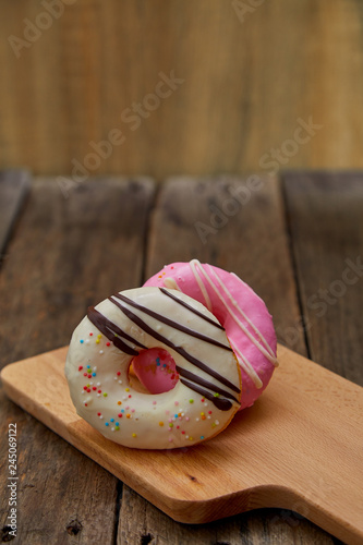Donut. Sweet food and cup of coffee