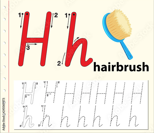 Letter H tracing alphabet worksheets