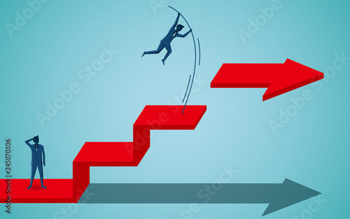 Businessmen competing go to target on the red arrow. business finance success. leadership. startup. illustration cartoon vector