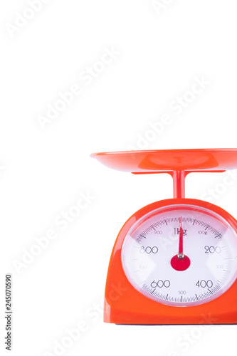 analog kitchen weight scale on white background kitchen equipment object  isolated foto de Stock | Adobe Stock