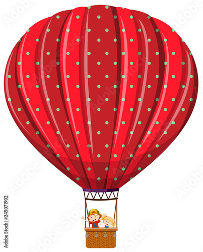 Isolated kids in hot air balloon
