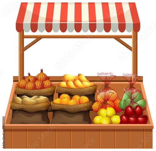 Isolated fresh vegetable stall