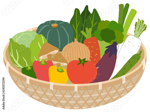 野菜のイラスト　バスケット