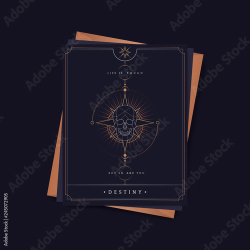 Geometric skull astrological tarot card