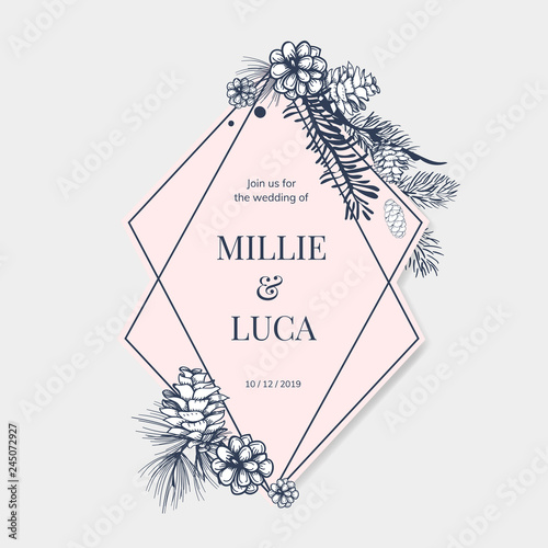 Floral wedding invitation card