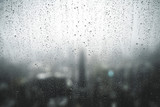 Rain on Window with New York Skyline in the Background