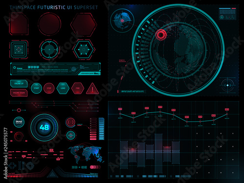Futuristic Sci Fi Modern User Interface Set