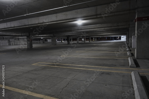 empty car parking ramp at night