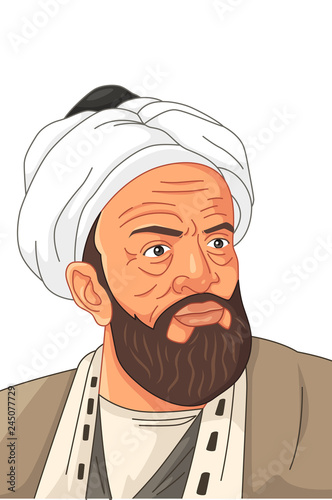 Al-Biruni Muslim Scholar Illustration