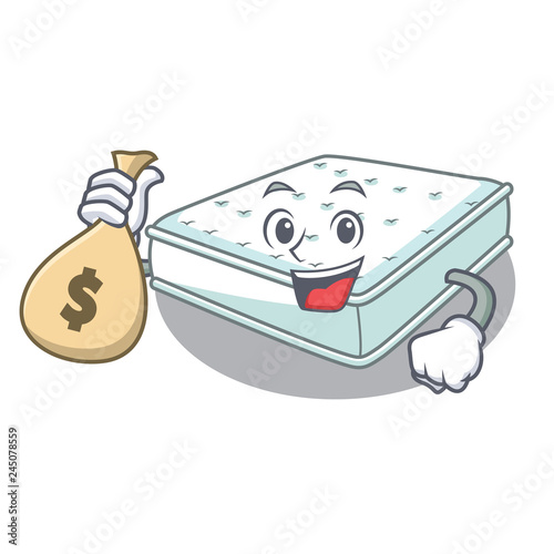 With money bag mattress isolated on the with mascot