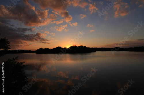 Sunset over Paurotis Pond in Everglades National Park, Florida.