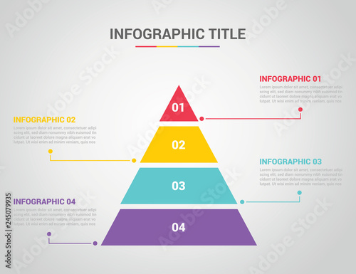 infographic template with pyramid style with free space text for description with 4 four step process with text on the right and left - vector