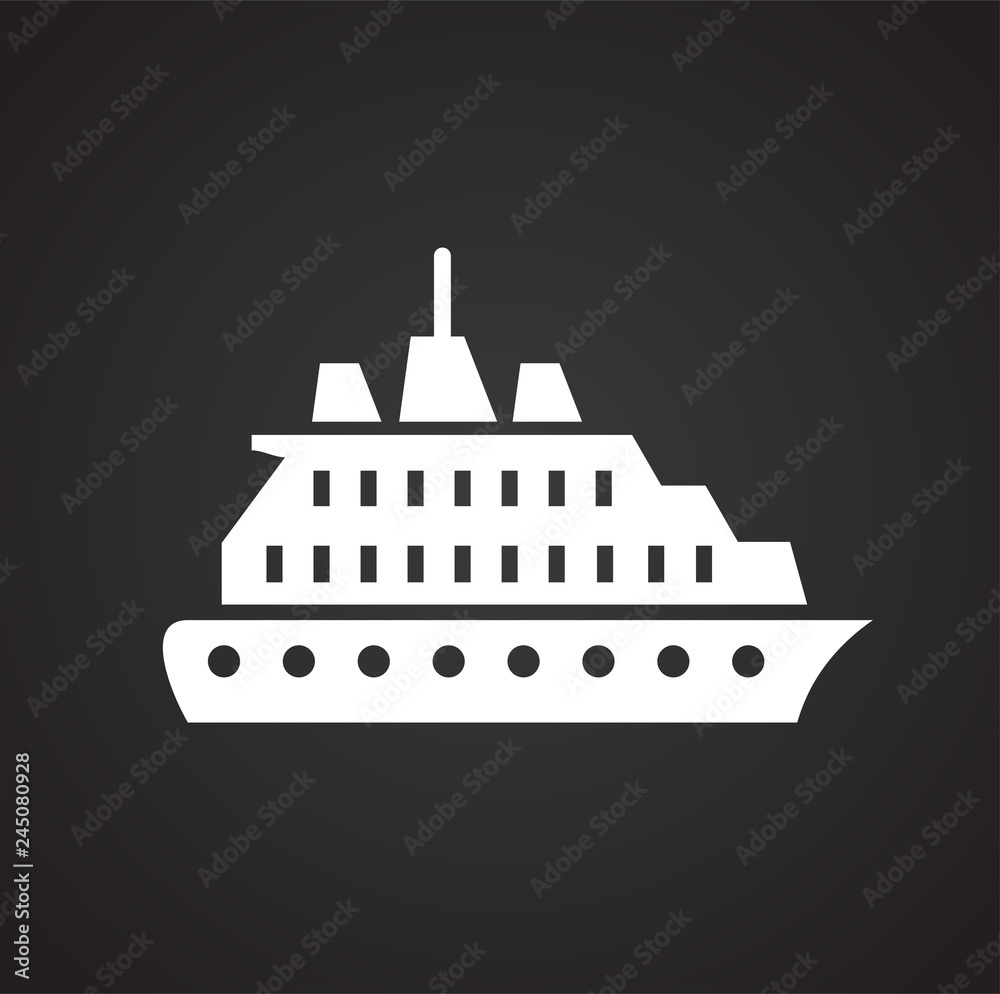 Cruise liner icon on black background for graphic and web design, Modern simple vector sign. Internet concept. Trendy symbol for website design web button or mobile app