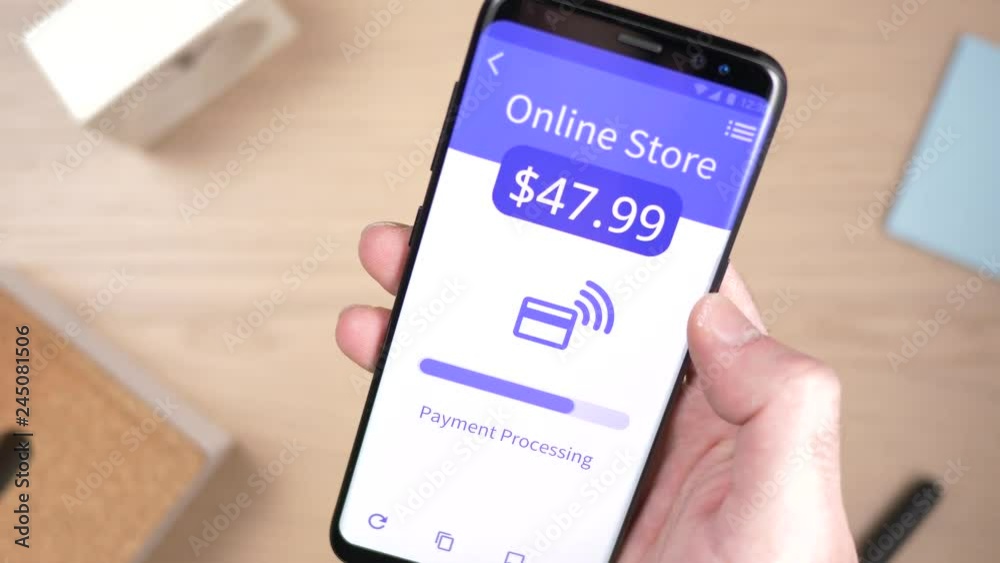 Shopping concept on a smartphone device screen. Making the purchase. Shopping concept on a smartphone device screen. Making the purchase.