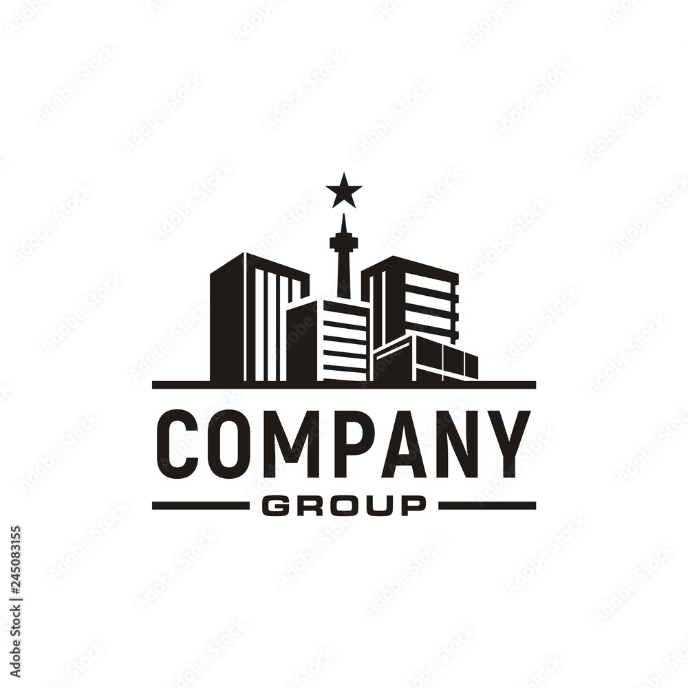 Fototapeta premium Apartment, Real Estate, Cityscape, City Skyline logo design