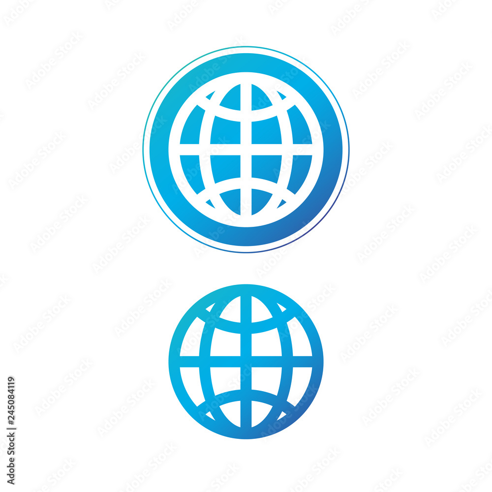 Modern blue globe icon in circle, earth or world icon. vector illustration isolated on white background. Modern blue globe icon in circle, earth or world icon. vector illustration isolated on white background.