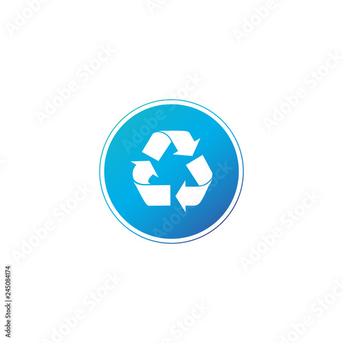 Recycle icon in blue circle...