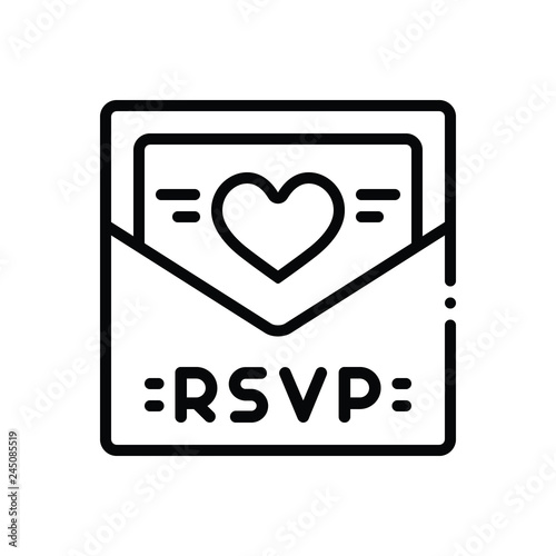 Black line icon for rsvp 