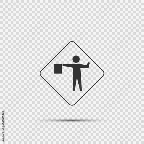 Flagger Ahead Sign on transparent background