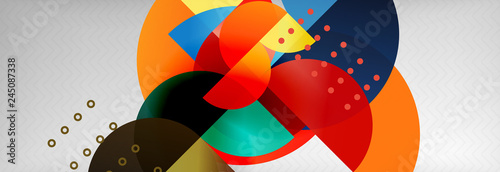 Semi cicrle geometric backgrounds on grey, modern geometric pattern design. Vector business or technology presentation design template, brochure or flyer pattern, or geometric banner