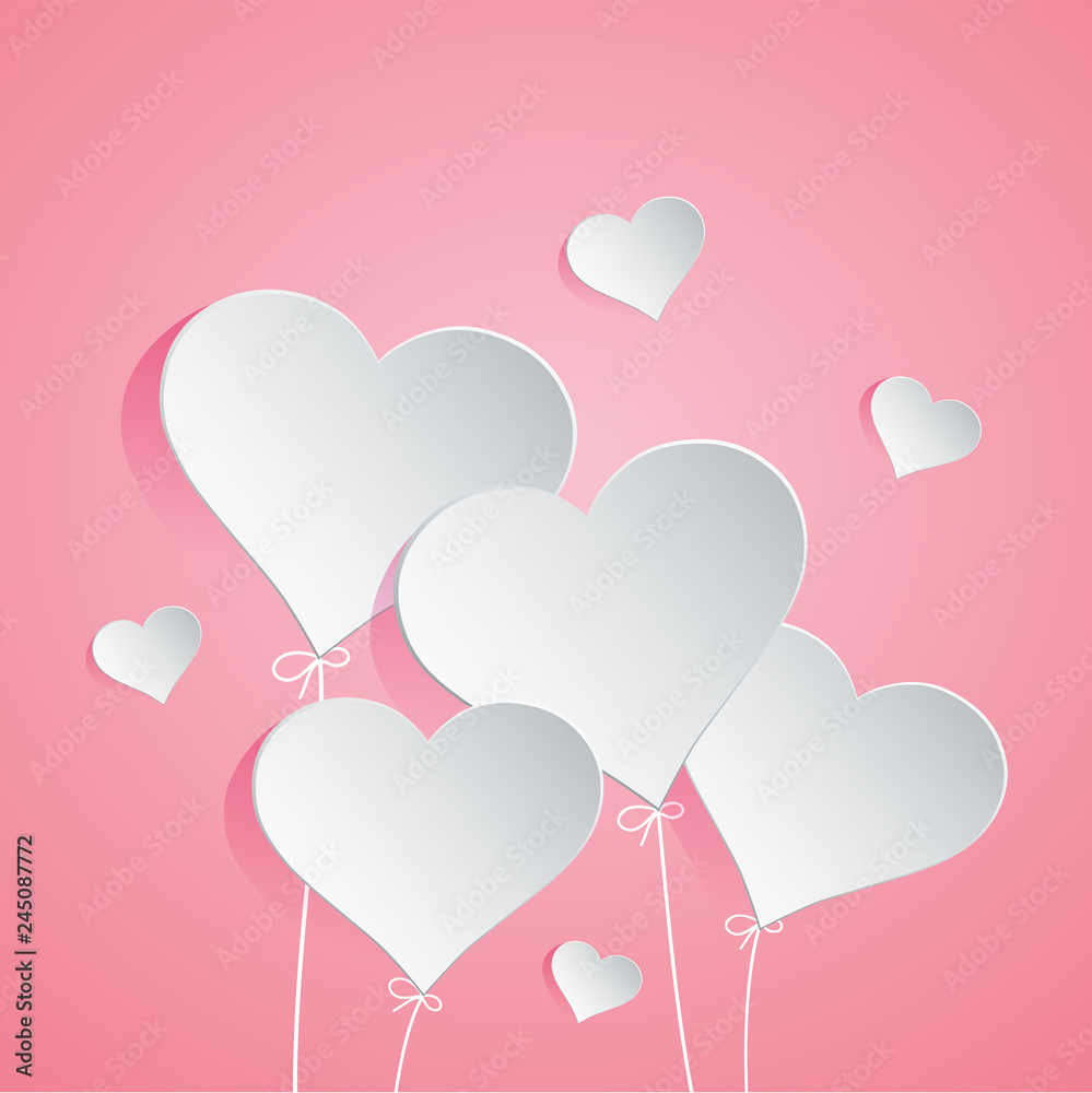 Illustration of heart balloon on pink background