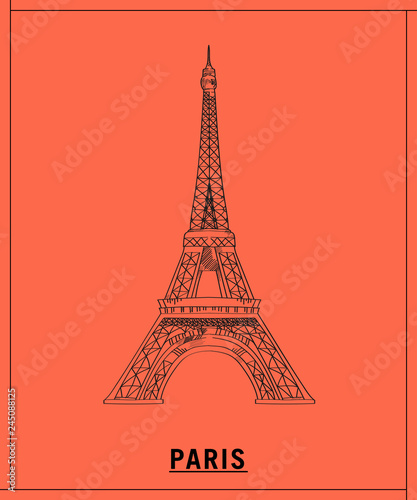 Eiffel tower.hand drawn sketch