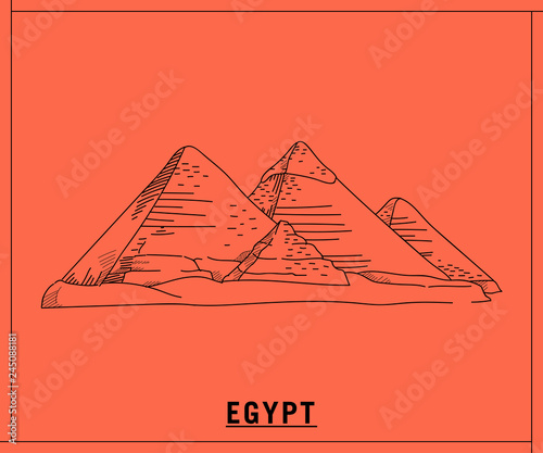 Pyramid egypt.hand drawn sketch