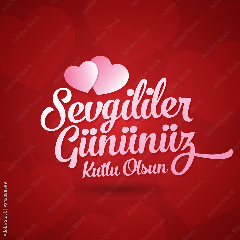 14 February Valentine's Day Celebration (Turkish - 14 Subat Sevgililer Gununuz Kutlu Olsun) wishes, billboard, social media card design.