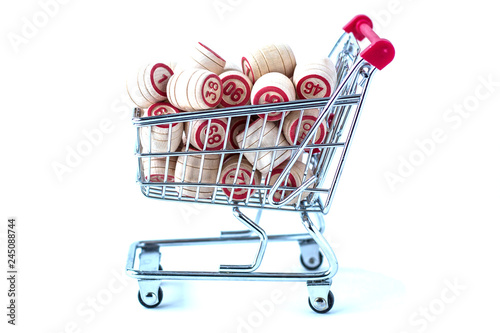 Shopping cart, kegs lotto. White background