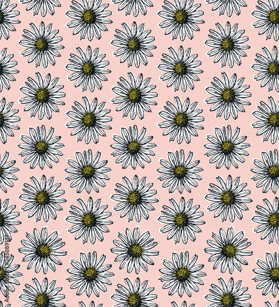 Daisy pattern, seamless in vector. Daisy pattern, seamless in vector.