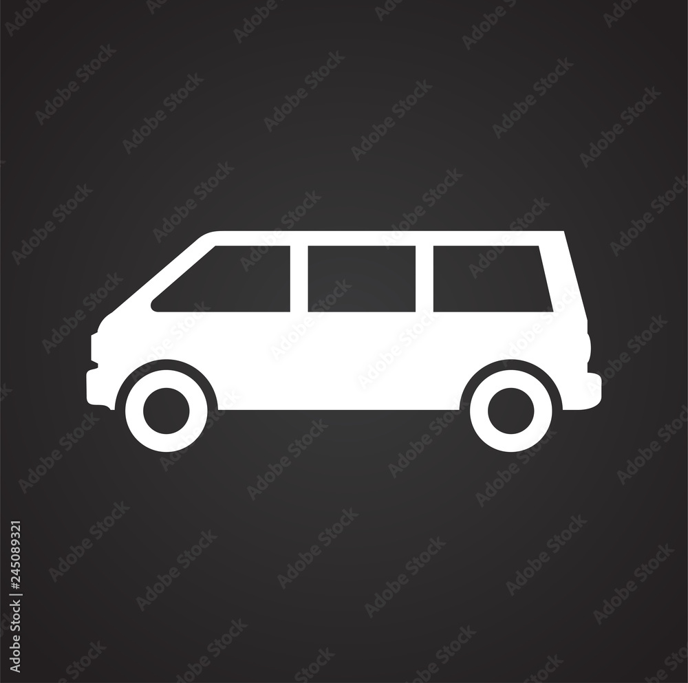 Automobile icon on black background for graphic and web design, Modern simple vector sign. Internet concept. Trendy symbol for website design web button or mobile app