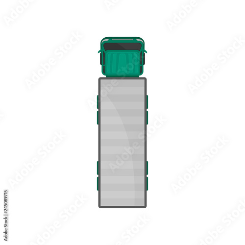 Trailer truck, automobile for goods carriage, cargo delivering vehicle, top view vector Illustration