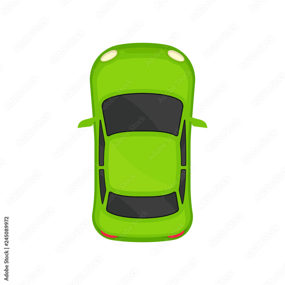 Green sedan car top view, city vehicle transport, automobile for transportation vector Illustration Green sedan car top view, city vehicle transport, automobile for transportation vector Illustration