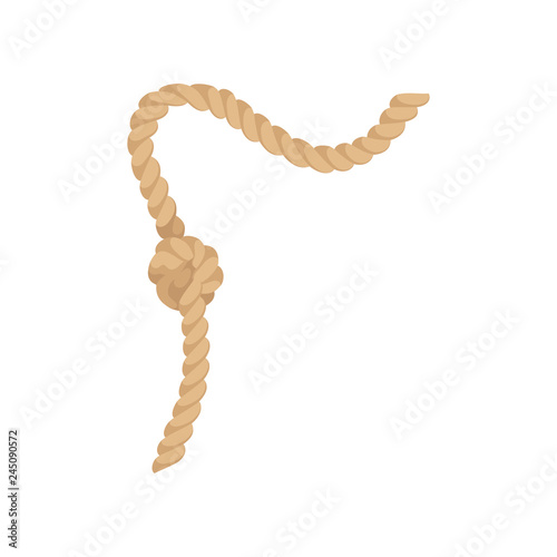 Rope knot, natural jute string rope vector Illustration