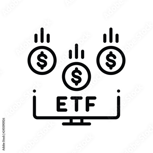 Black line icon for etf