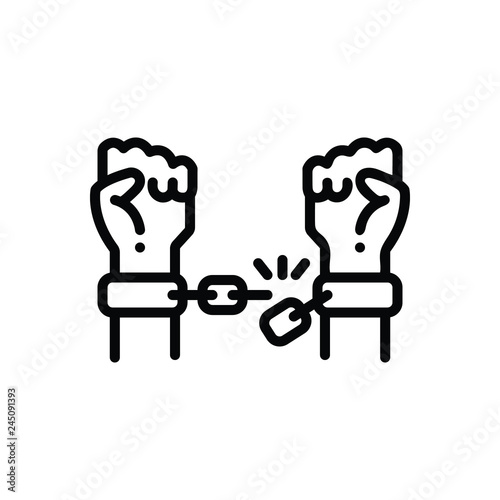 Black line icon for emancipating