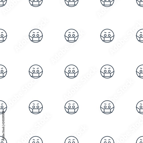emoji in mask icon pattern seamless white background