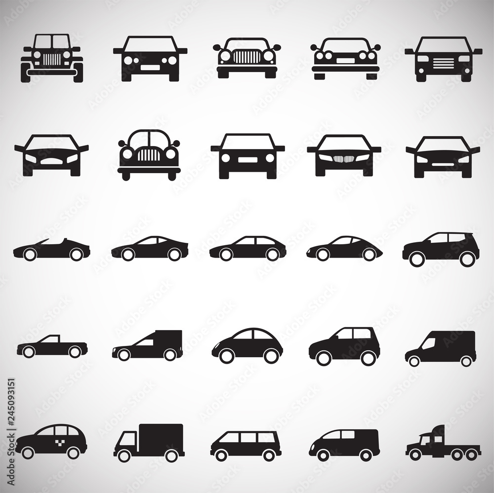 Automobile icons set on white background for graphic and web design, Modern simple vector sign. Internet concept. Trendy symbol for website design web button or mobile app