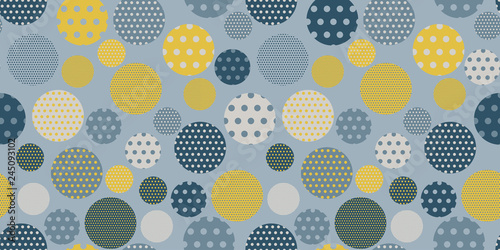 dots circles seamless tile in retro blue yellow shades