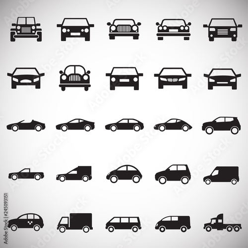 Automobile icons set on white background for graphic and web design, Modern simple vector sign. Internet concept. Trendy symbol for website design web button or mobile app