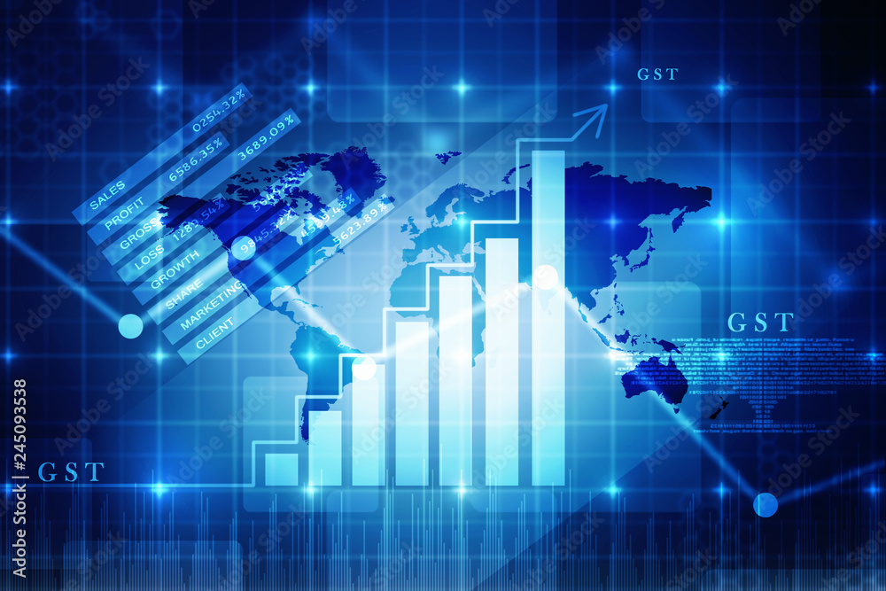 2d rendering Stock market online business concept. business Graph 2d rendering Stock market online business concept. business Graph