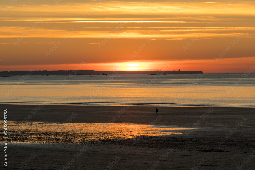 Beauty sunset view from beach in Saint Malo, Brittany, France Beauty sunset view from beach in Saint Malo, Brittany, France