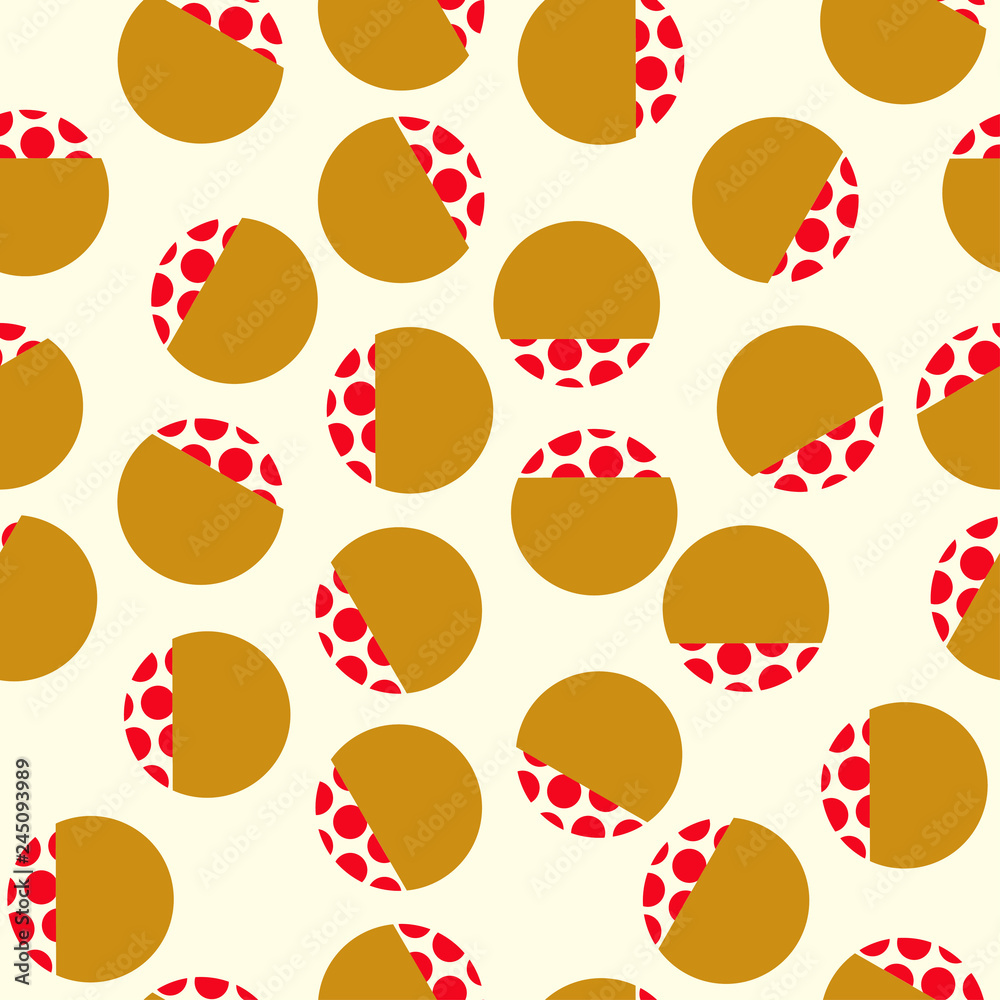 Fototapeta premium japanese style seamless pattern with dots in ivory gold red