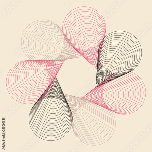 wired cones rotation flower in pink black on ivory