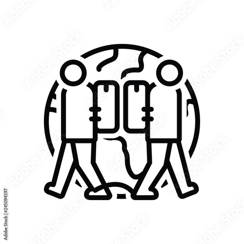Black line icon for expat 