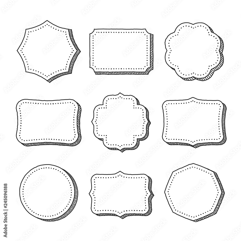 Vector set of hand drawn frames. Vector set of hand drawn frames.